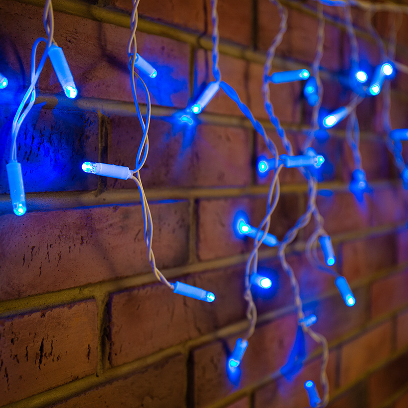 Гирлянда Айсикл (бахрома) светодиодный, 1,8 х 0,5 м, белый провод, 230 В, диоды синие, 48 LED NEON-NIGHT 255-023 фото