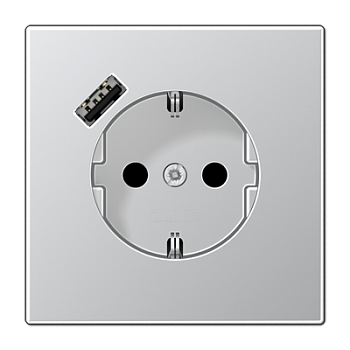 AL1520-18A-L алюминий Розетка SCHUKO® с USB-интерфейсом с 1 USB-портом типа A LS серия фото